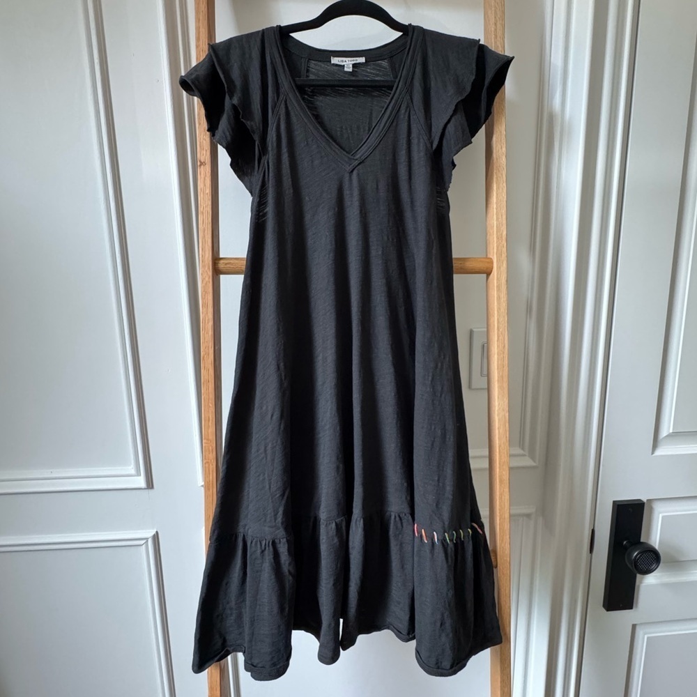 Lisa Todd Short SleeveFree Frills Flutter Sleeve Dress - Black - Size XS - EUC